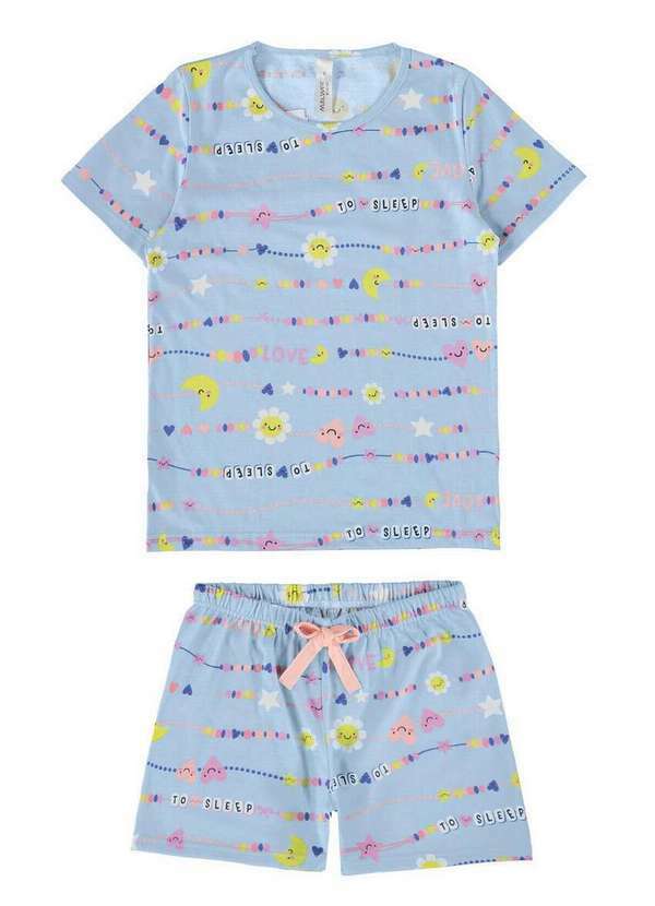 Vista 2 Pijama Infantil Menina Curto Malwee 1000122802 Dm95a-Azul Malwee