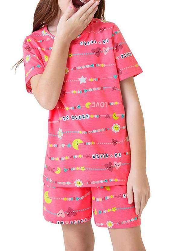 Vista 2 Pijama Infantil Menina Curto Malwee 1000122802 Dm95b-Rosa Malwee