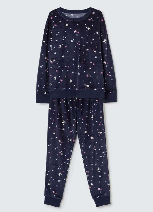 Vista 2 Pijama Infantil Menina Longo Hering Ladh 1b-Azul-Escuro Hering