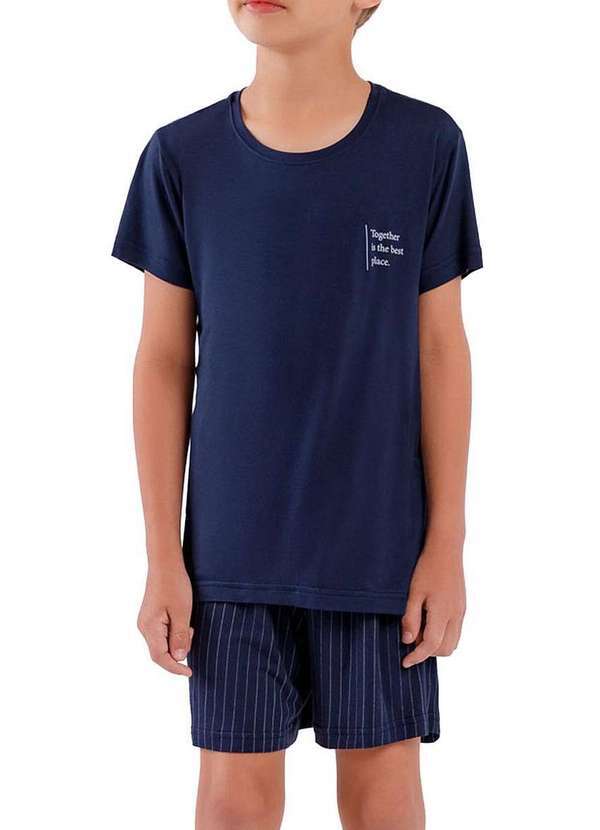 Vista 2 Pijama Infantil Menino Curto Cor com Amor 2060047 Azul-Marinho Cor com Amor