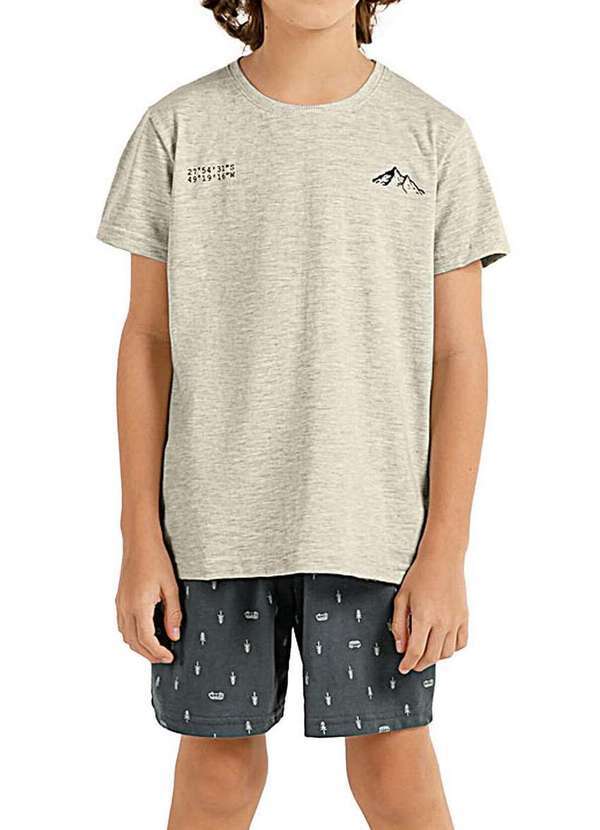 Vista 2 Pijama Infantil Menino Curto Kputz 2060027 Mescla-Bege-Chumbo Cor com Amor Cor com Amor