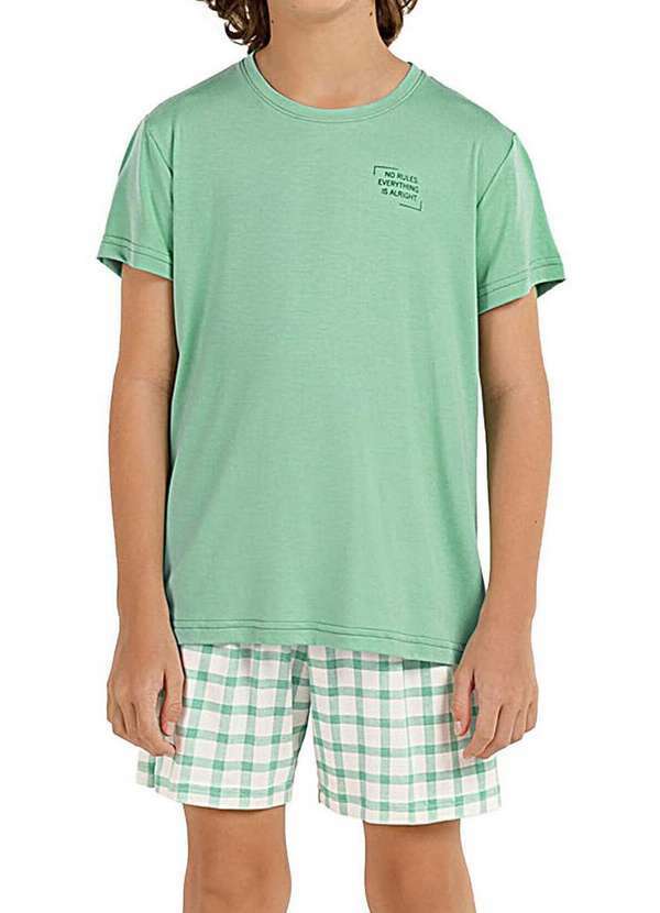 Vista 2 Pijama Infantil Menino Curto Kputz 2060032 Xadrez-Verde Cor com Amor Cor com Amor