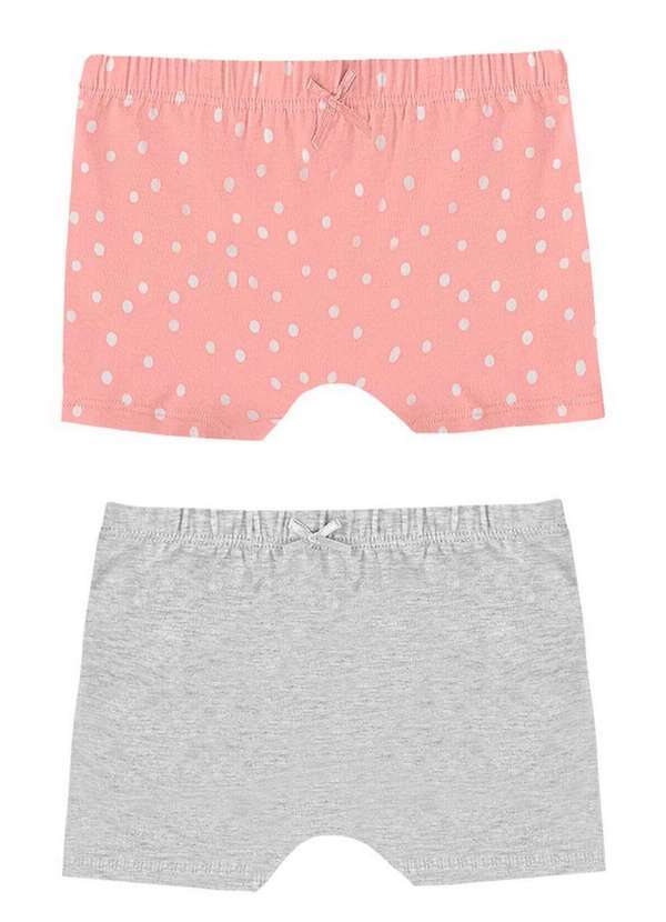 Vista 2 Kit com 2 Calcinhas Infantil Malwee 1000111502 D013z-Rosa-Cinza Malwee