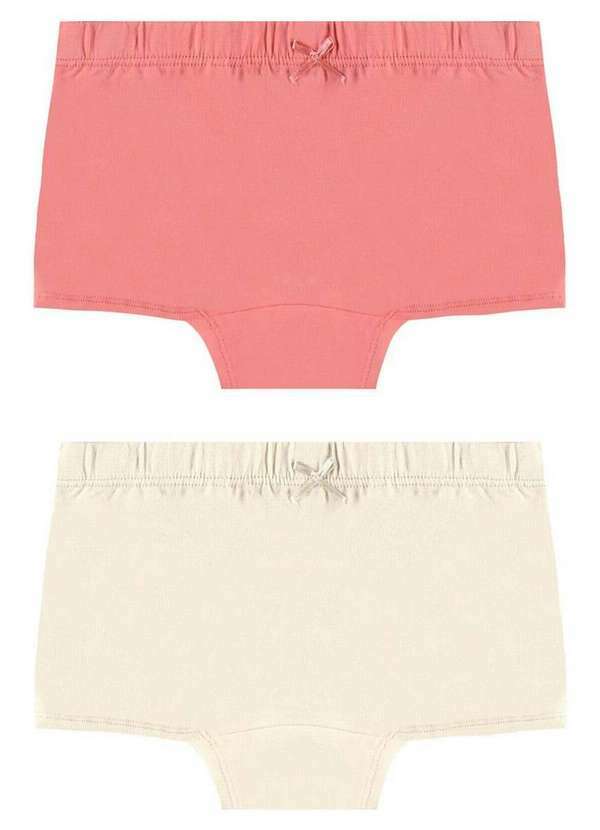 Vista 2 Kit com 2 Calcinhas Infantil Malwee 1000111502 D020u-Rosa-Off-White Malwee