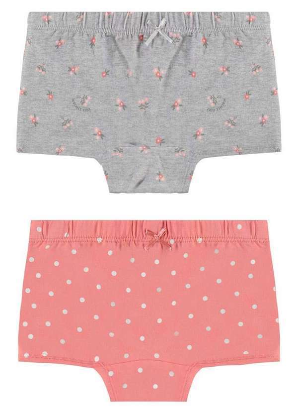 Vista 2 Kit com 2 Calcinhas Infantil Malwee 1000111502 D020w-Pink-Cinza Malwee