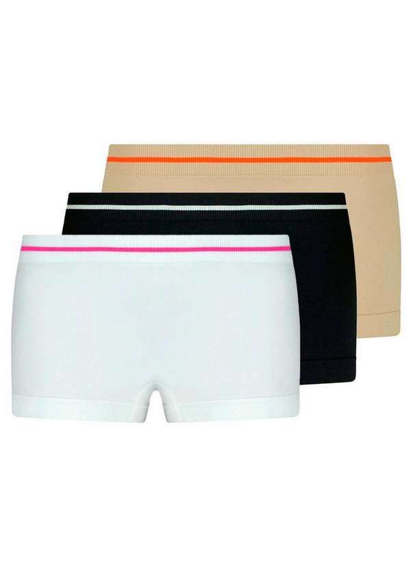 Vista 2 Kit com 3 Calcinhas Infantil Lobinha 18720-001 Branco-Preto-Natural-Peach Lupo Lupo