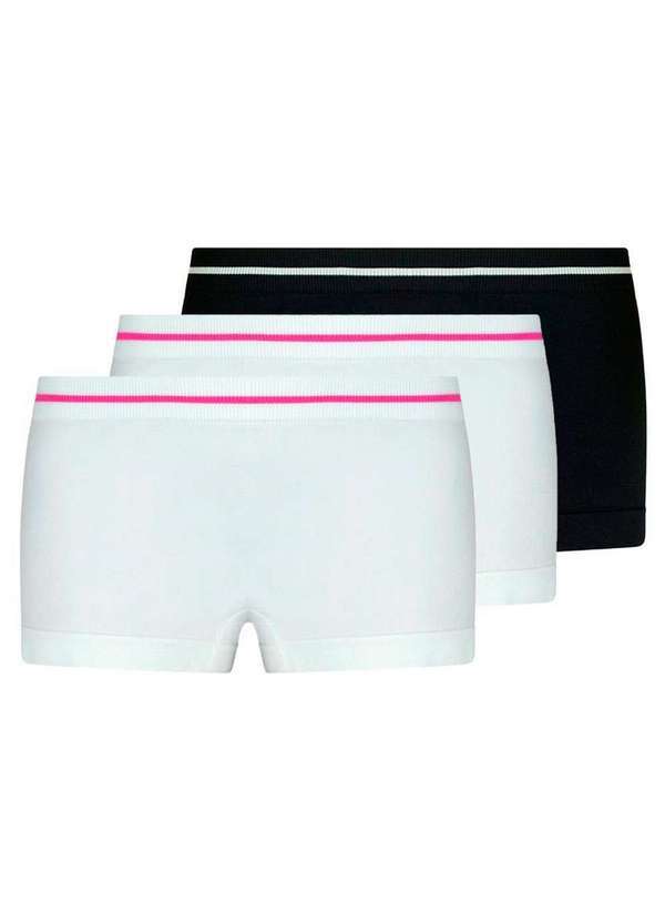 Vista 2 Kit com 3 Calcinhas Infantil Lobinha 18720-001 Branco-Preto Lupo Lupo