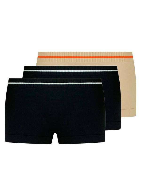 Vista 2 Kit com 3 Calcinhas Infantil Lobinha 18720-001 Preto-Natural-Peach Lupo Lupo