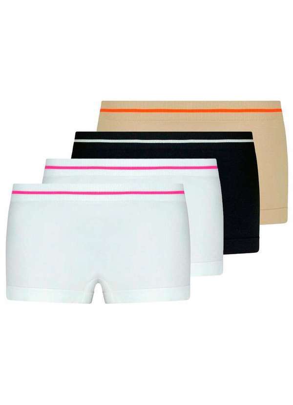 Vista 2 Kit com 4 Calcinhas Infantil Lobinha 18720-001 Branco-Preto-Natural-Peach Lupo Lupo