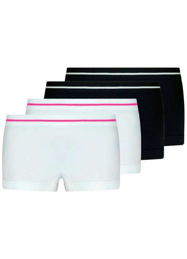Vista 2 Kit com 4 Calcinhas Infantil Lobinha 18720-001 Branco-Preto Lupo Lupo