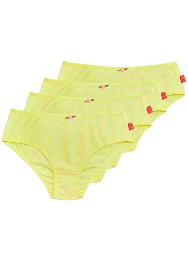 Vista 2 Kit com 4 Calcinhas Infantil Sanny 212830 Amarelo-Vanilla Sanny