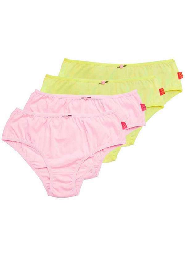 Vista 2 Kit com 4 Calcinhas Infantil Sanny 222962 Rosa-Bella-Amarelo-Vanilla Sanny