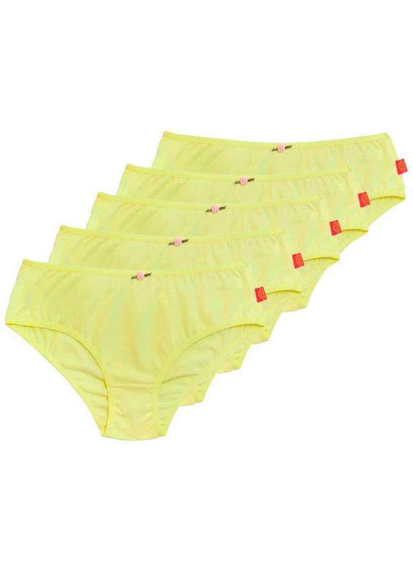 Vista 2 Kit com 5 Calcinhas Infantil Sanny 212830 Amarelo-Vanilla Sanny