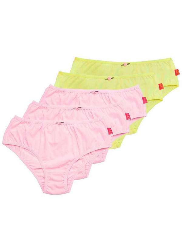 Vista 2 Kit com 5 Calcinhas Infantil Sanny 212830 Rosa-Bella-Amarelo-Vanilla Sanny