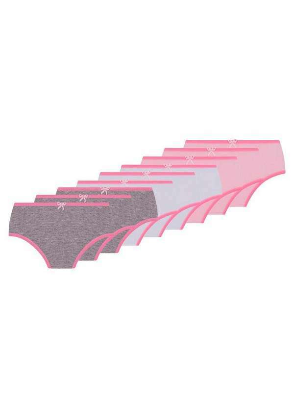 Vista 2 Kit com 9 Calcinhas Lobinha 18101-089 Infantil 0905-Cinza-Branco-Rosa Lupo Lupo