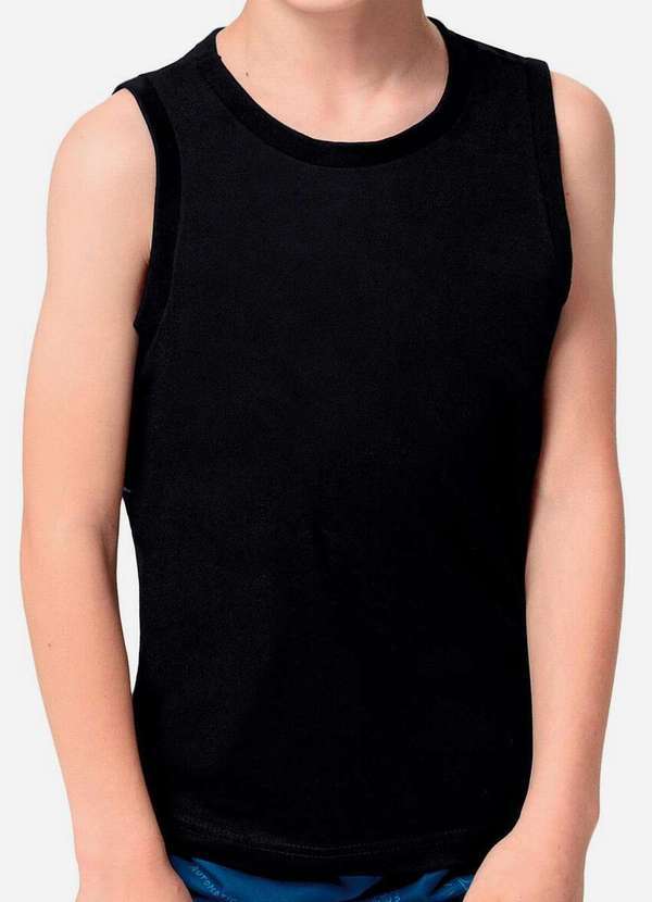 Vista 2 Camiseta Regata Infantil Menino Malwee 1000086766 00004-Preto Malwee