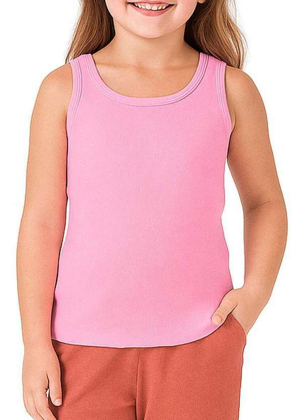 Vista 2 Camiseta Regata Infantil Menina Malwee 1000101810 02183-Rosa Malwee