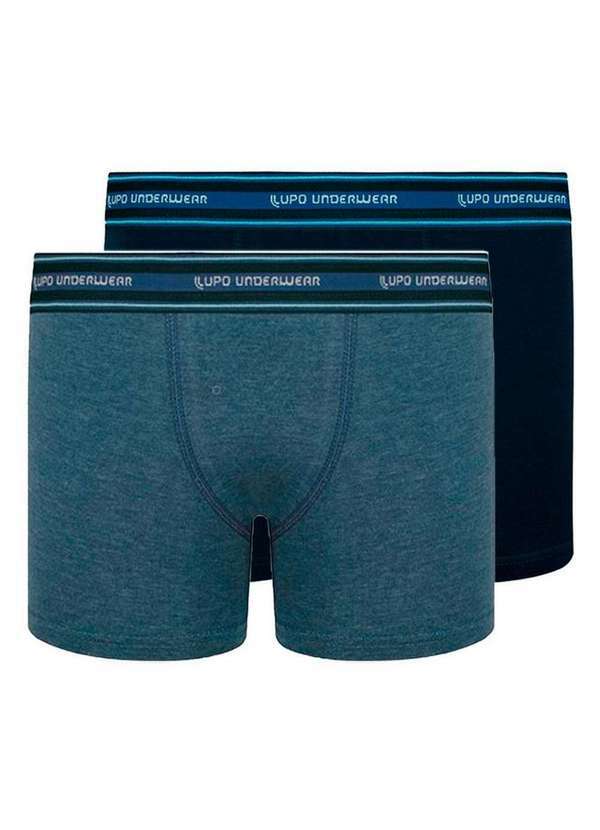 Vista 2 Kit com 2 Cuecas Infantil Boxer Lupinho 141-003 Azul-Jeans-Marinho Lupo Lupo