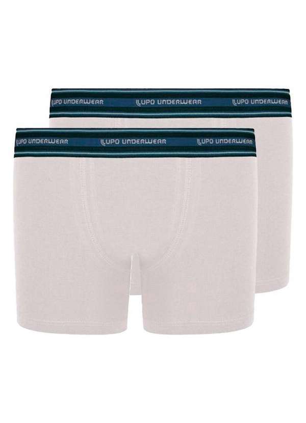 Vista 2 Kit com 2 Cuecas Infantil Boxer Lupinho 141-003 Branco Lupo Lupo