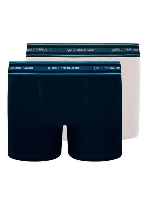 Vista 2 Kit com 2 Cuecas Infantil Boxer Lupinho 141-003 Marinho-Branco Lupo Lupo