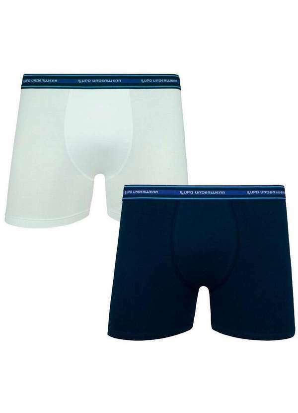 Vista 2 Kit com 2 Cuecas Infantil Boxer Lupinho 141-088 0980-Branco-Marinho Lupo Lupo