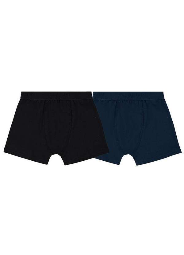Vista 2 Kit com 2 Cuecas Infantil Boxer Malwee 1000117926 D005f-Preto-Marinho Malwee
