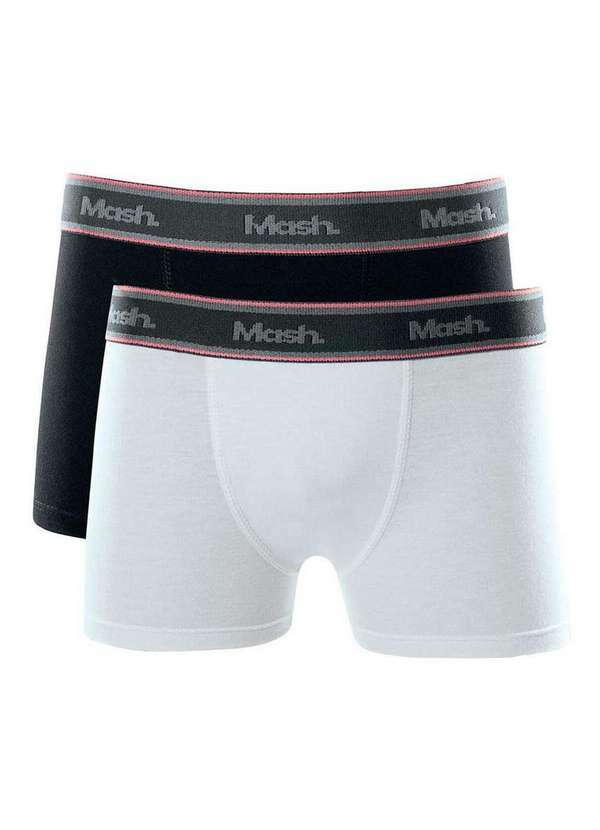 Vista 2 Kit com 2 Cuecas Infantil Boxer Mash 110.35 Br00-Branco-Preto MASH