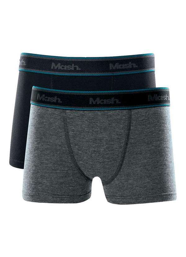 Vista 2 Kit com 2 Cuecas Infantil Boxer Mash 110.35 Pt00-Preto-Chumbo MASH