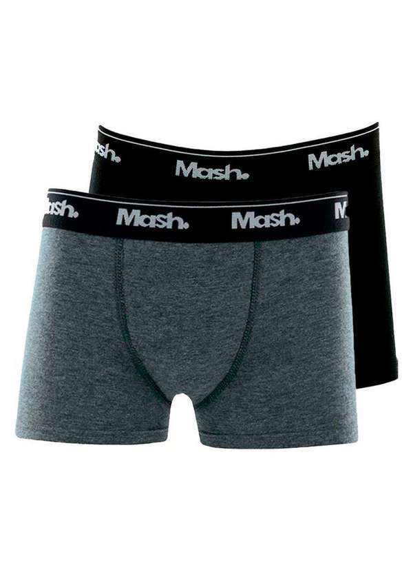 Vista 2 Kit com 2 Cuecas Infantil Boxer Mash 190.03 Cinza-Preto MASH