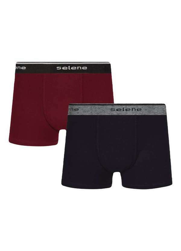 Vista 2 Kit com 2 Cuecas Infantil Selene Boxer 12455-001 996-Preto-Bordo SELENE