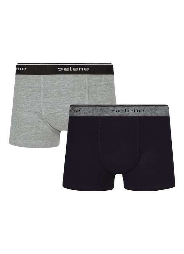 Vista 2 Kit com 2 Cuecas Infantil Selene Boxer 12455-001 998-Preto-Cinza-Mescla SELENE