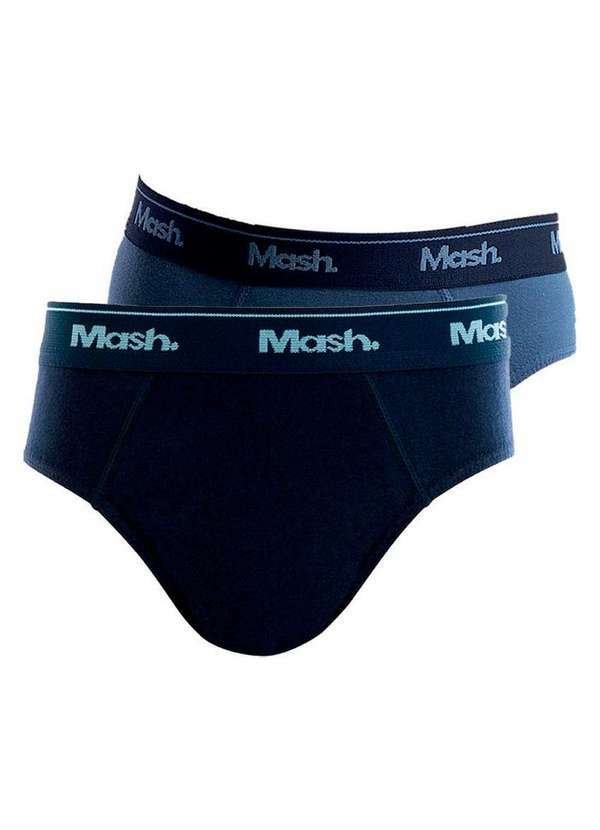 Vista 2 Kit com 2 Cuecas Infantil Slip Mash 193.01 Marinho-Azul-Jeans MASH