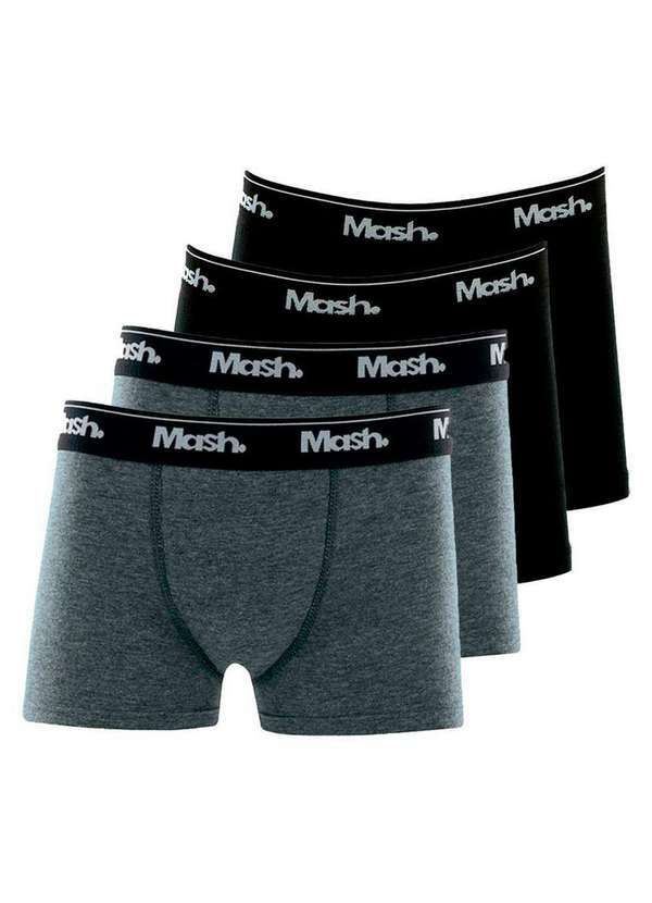 Vista 2 Kit com 4 Cuecas Infantil Boxer Mash 190.03 Cinza-Preto Lupo Lupo
