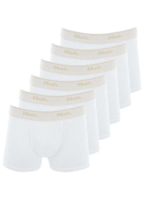 Vista 2 Kit com 6 Cuecas Infantil Boxer Mash 190.03 Branco MASH