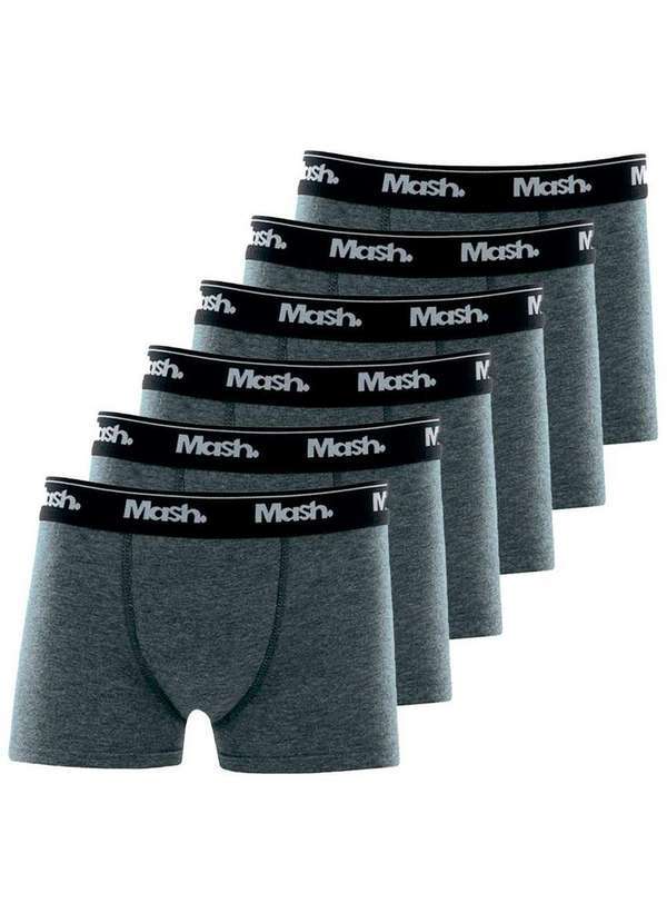 Vista 2 Kit com 6 Cuecas Infantil Boxer Mash 190.03 Cinza MASH