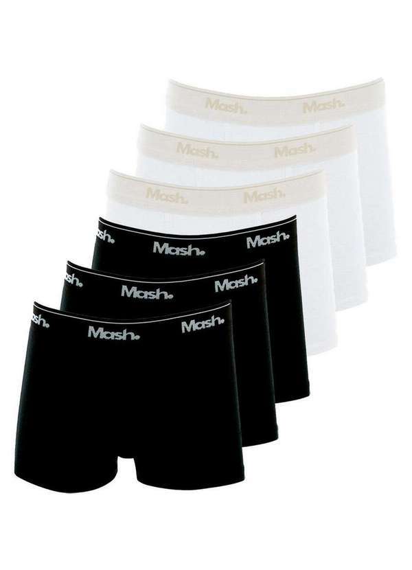 Vista 2 Kit com 6 Cuecas Infantil Boxer Mash 190.03 Preto-Branco MASH