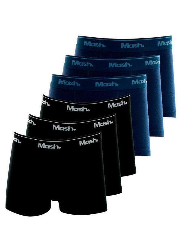 Vista 2 Kit com 6 Cuecas Infantil Boxer Mash 190.03 Preto-Marinho MASH