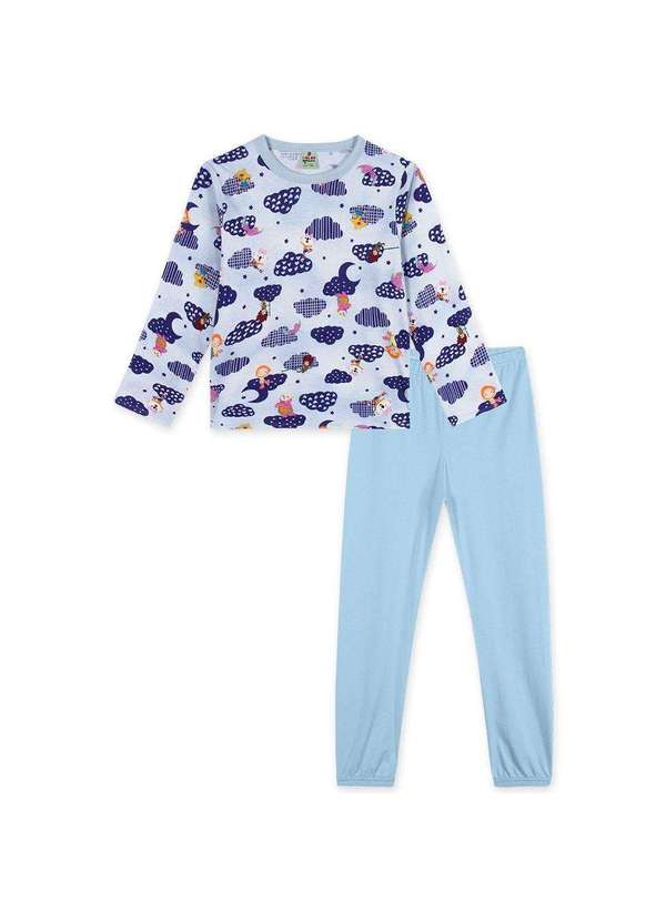 Pijama Mundo Ripilica Longo em Malha Infantil Azul