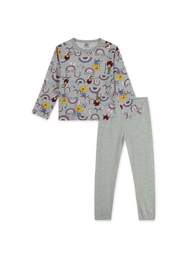 Pijama Mundo Ripilica Longo em Malha Infantil Cinz