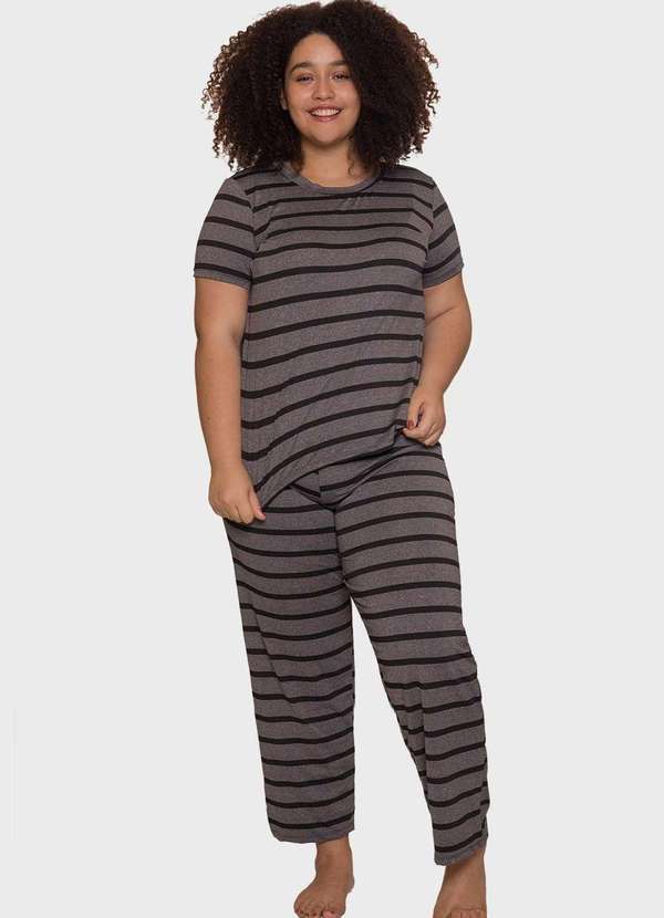 

Pijama Longo com Camiseta Plus Size Grafite Cinza