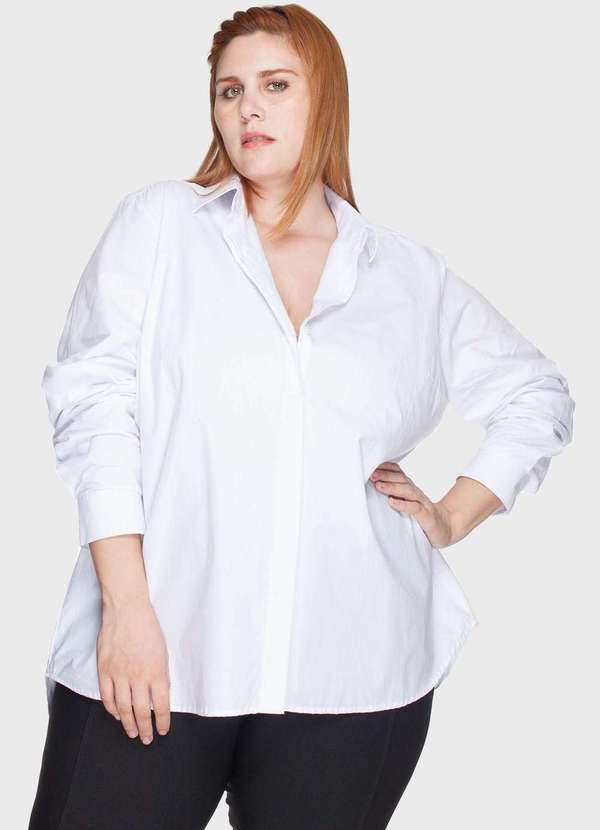 Camisa Evasê 100 Algodão Plus Size Branco