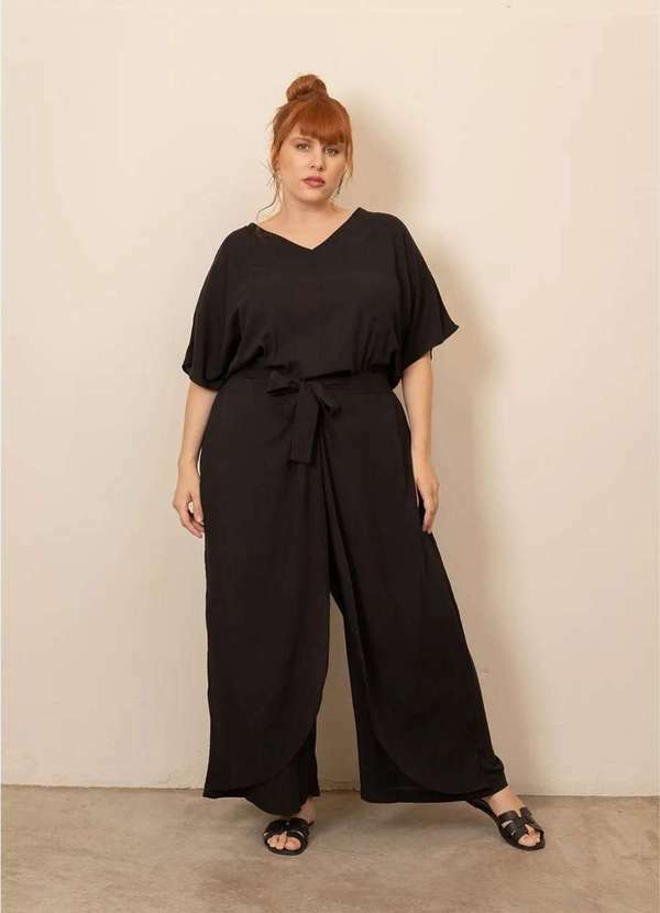 Macacão Pareô Plus Size Preto