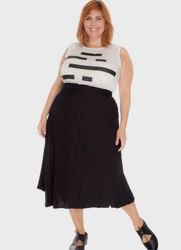 Saia Midi Wrap Plus Size Preto