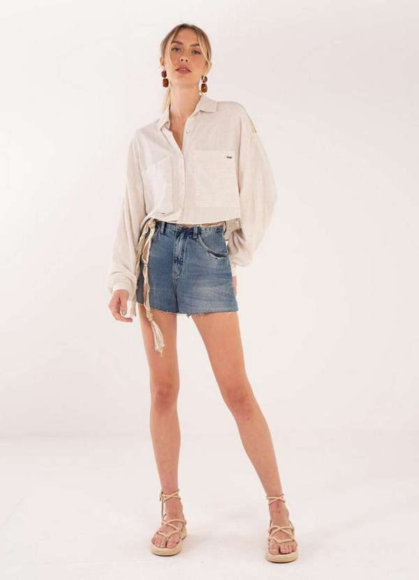 Shorts Madonna com Cinto de Jeans Feminino Dimy Co