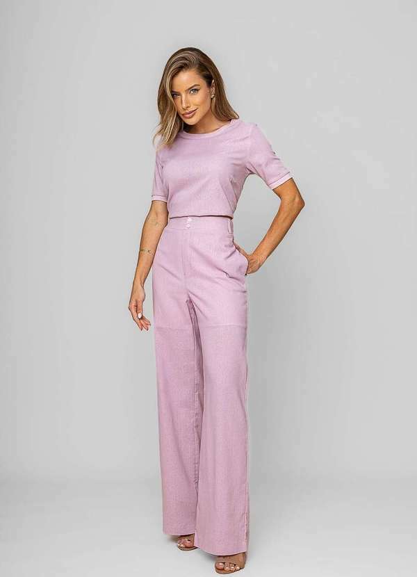 Vista 2 Calça Reta Lisa Alfaiataria Rosa Salvatore Fashion Salvatore Fashion