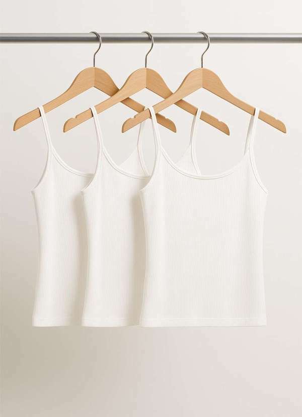 Vista 2 Kit 3 Regatas Alcinha Canelada Branco Salvatore Fashion Salvatore Fashion