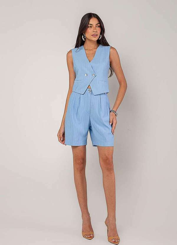 Vista 2 Conjunto Alfaiataria com Colete e Short Azul Salvatore Fashion Salvatore Fashion