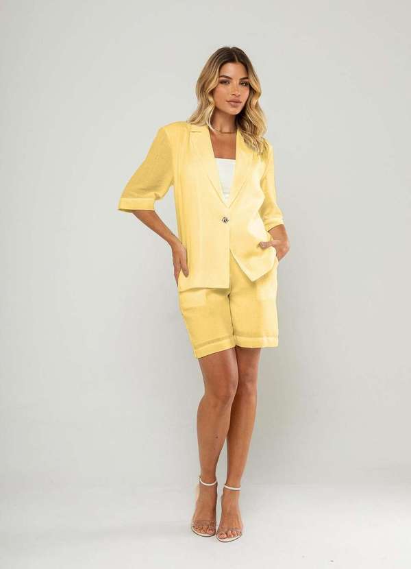 Vista 2 Conjunto Blazer com Bermuda Amarelo Salvatore Fashion Salvatore Fashion