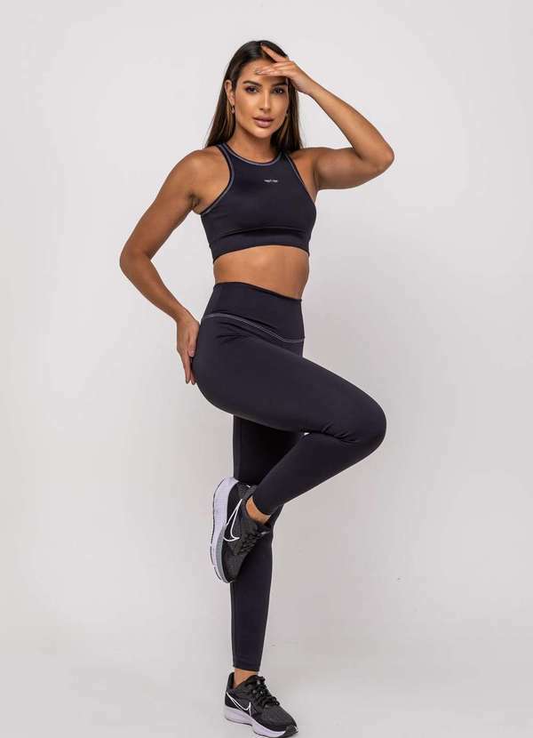 Calça Legging Suplex Poliamida com Costura Preto