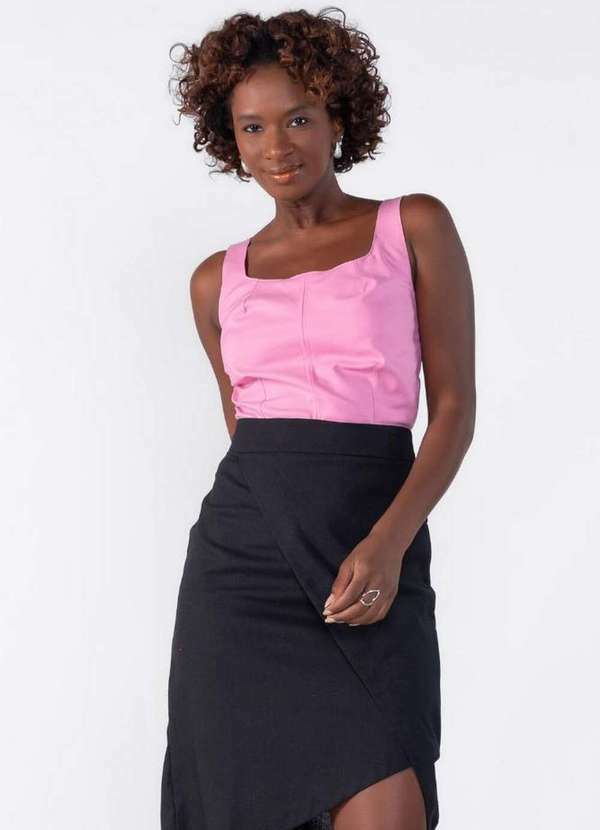Blusa Alfaiataria com Ziper Rosa